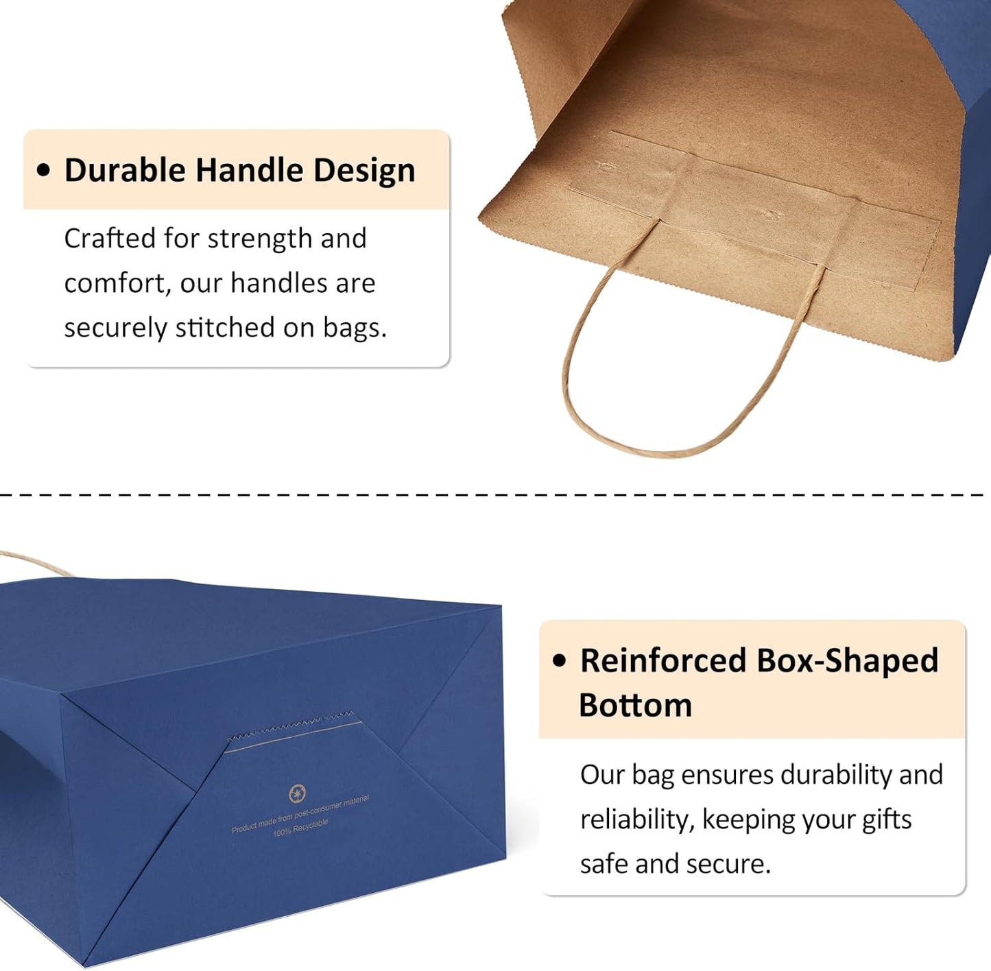 BagDream Gift Bags 100Pcs 5.25x3x8 Small Kraft Paper Gift Bags with Handles Bulk, Brown Paper Sacks for Small Business, Retail, Merchandise, Wedding Birthday Party Favor