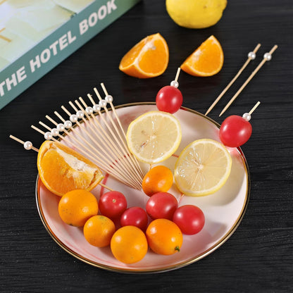 [300 Pcs] Cocktail Picks Toothpicks for Appetizers - 4.7 inch White Pearl Cocktail Toothpicks for Drinks Charcuterie Accessories Burgers Sandwich Wedding Bridal Shower Party Decoration
