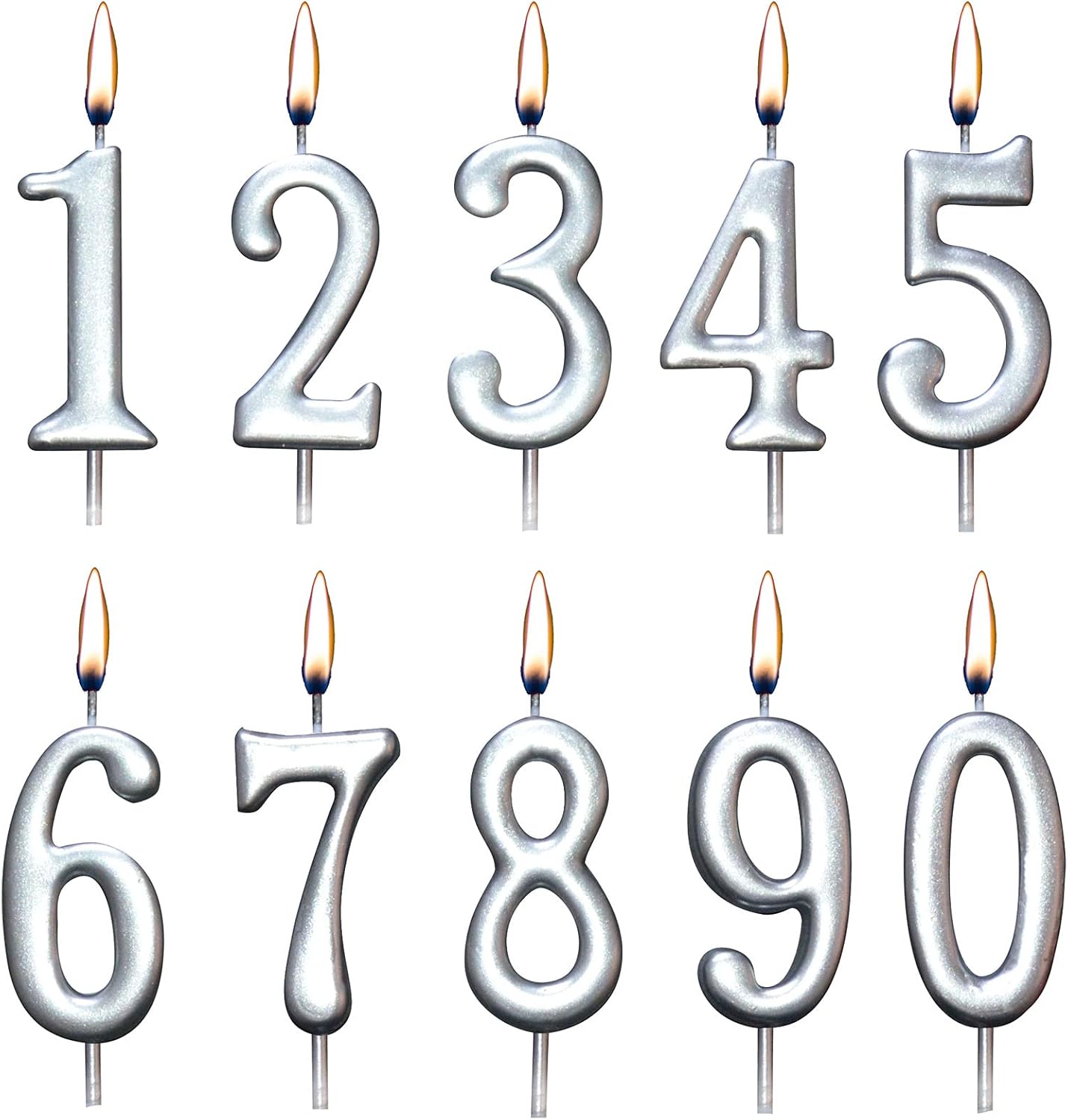 10 Pieces Birthday Numeral Candles, Cake Numeral Candle for Cake Decoration, Number 0-9 Cake Topper Candles Number 0 1 2 3 4 5 6 7 8 9 for Birthday Wedding Anniversary Party Celebration, Black