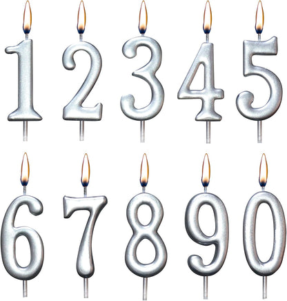 10 Pieces Birthday Numeral Candles, Cake Numeral Candle for Cake Decoration, Number 0-9 Cake Topper Candles Number 0 1 2 3 4 5 6 7 8 9 for Birthday Wedding Anniversary Party Celebration, Black
