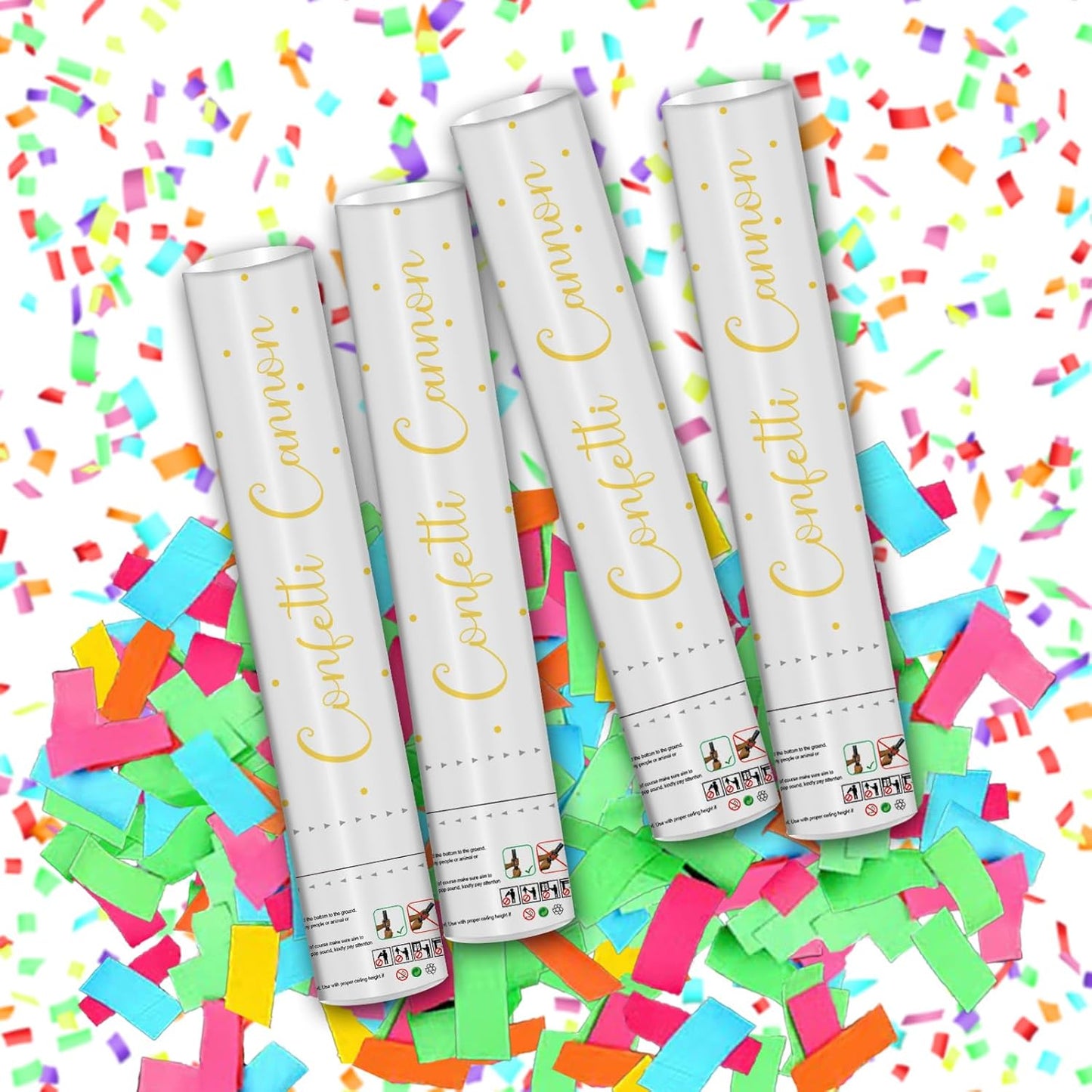 12" Black Gold Confetti Cannon Party Poppers for Birthday Graduation Wedding Retirement New Year Celebrations - Easy to Use, Pack of 2