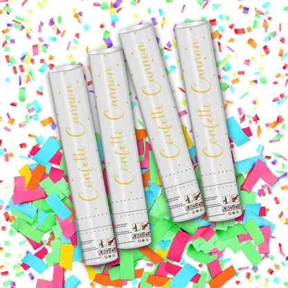 12" Black Gold Confetti Cannon Party Poppers for Birthday Graduation Wedding Retirement New Year Celebrations - Easy to Use, Pack of 2