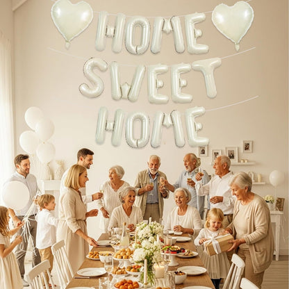 TONIFUL 16 Inch Cream White HOME SWEET HOME Letter Balloon,Decoraction for Housewarming, New Home Parties and Homecoming Celebrations,Ivory White Balloon Banner for Welcome Sign and Party Supplies