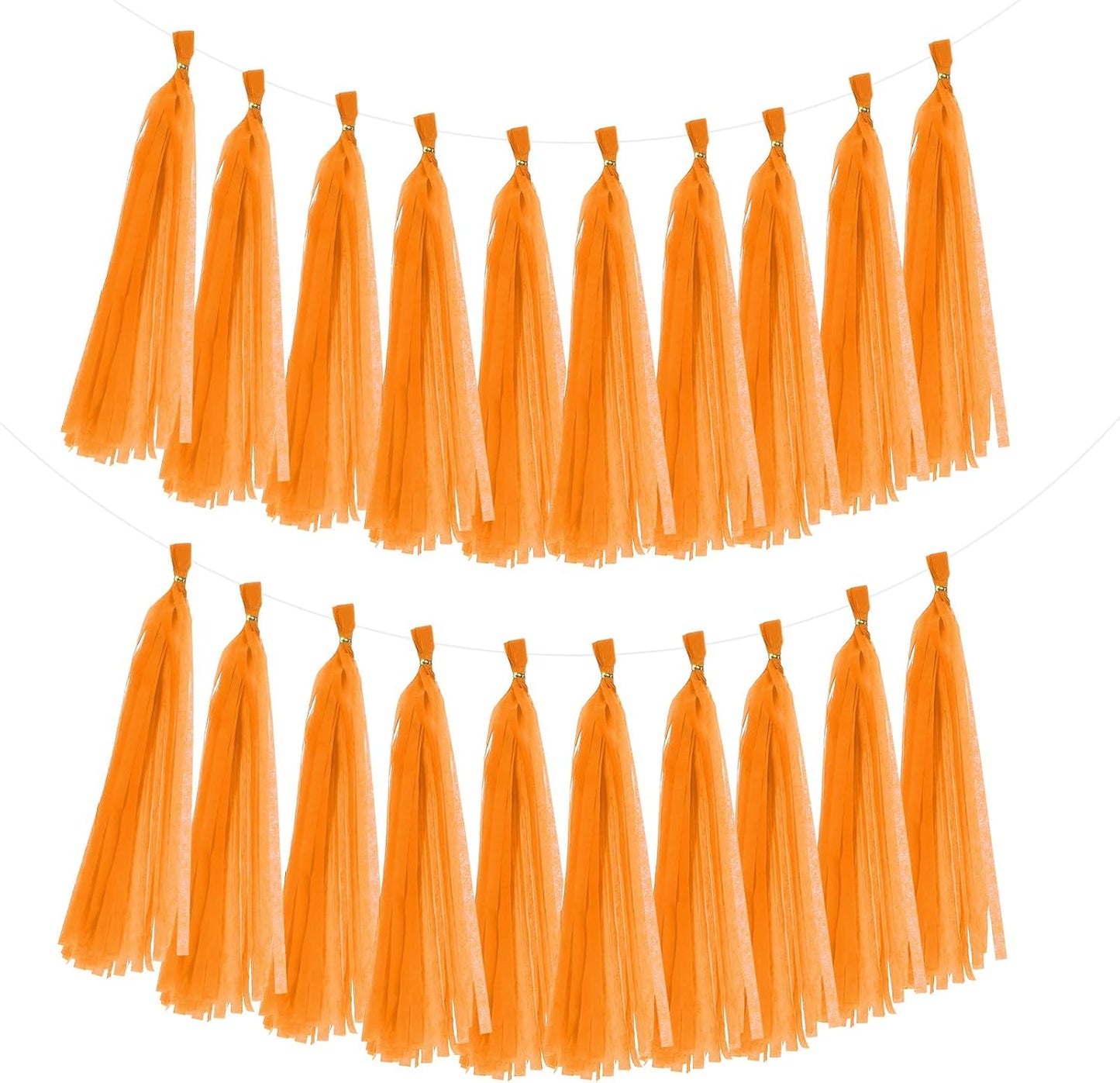MECCANIXITY 20Pcs Tassel Garland Banner Tissue Paper for Streamers Party Decorations, Valentine's Day Birthday Decor for Women with Rope and Tie Wire (Pink, 14.6Inch)