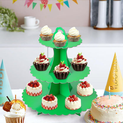 Soleebee 3-Tier Cupcake Stand, Cardboard Cupcake Tower, Dessert Cup Cake Stand Tower for Birthday Wedding Party Decoration, Cupcake Tier Stand 1 Set (Black)