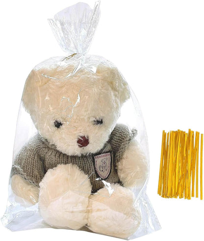 Cellophane Treat Bags, 5x7 Inch Iridescent Cellophane Bags with Thank You Stickers and Twist Ties, Celebrations Baby Showers Weddings Birthday Party Gift Wrapping(Pack of 100)