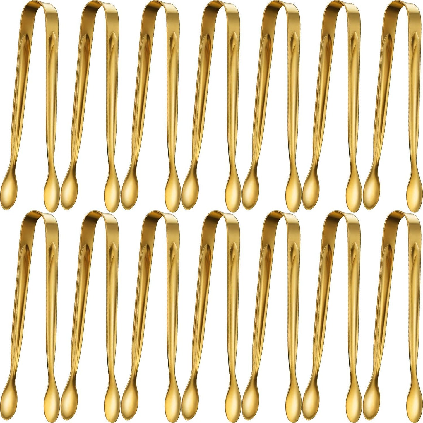 Gejoy 12 Pieces Mini Tongs Stainless Steel Small Sugar Serving Tongs for Charcuterie Board Appetizers Dessert Serving Food Tiny Party Danish Candy(6 Inch,Gold)