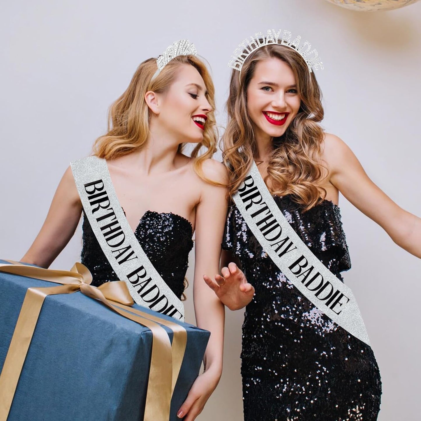 Aprince Birthday Baddie Sash and Tiara Crown for Women Girls Black Gold Happy Birthday Headband Accessiores Party Decorations