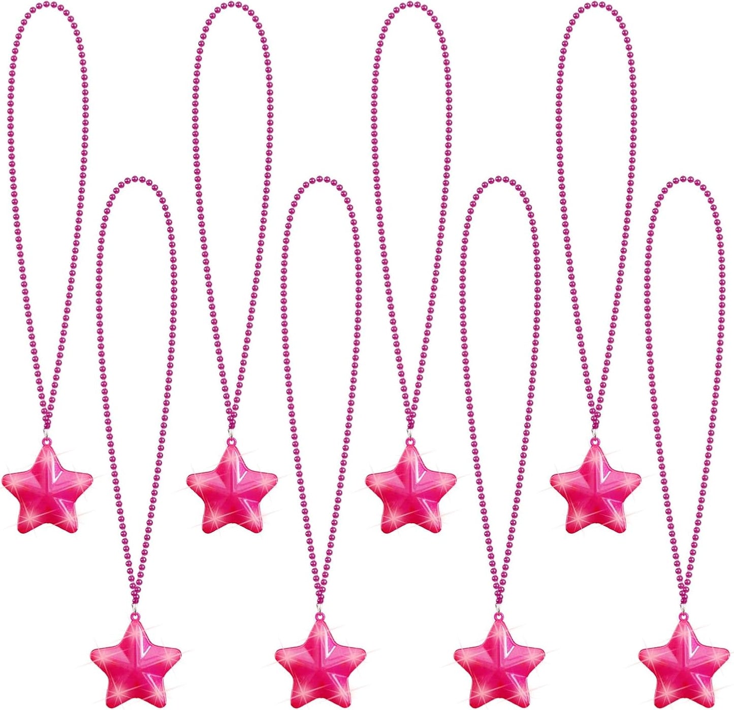 8 Pcs Light Up Necklaces Flashing Star Bead Necklaces Glow In The Dark Party Supplies for Weddings Birthday Valentines Mardi Gras July 4th Halloween Christmas