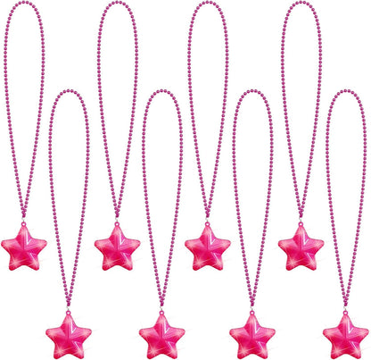 8 Pcs Light Up Necklaces Flashing Star Bead Necklaces Glow In The Dark Party Supplies for Weddings Birthday Valentines Mardi Gras July 4th Halloween Christmas
