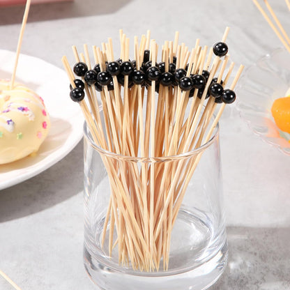 Reallnaive 600 Pcs Cocktail Pick Pearl Fancy Toothpick for Appetizer 4.7 Inch Long Skewer for Drink Fruit Food Bamboo Stick Wedding Bridal Shower Decoration Charcuterie Accessories (White)