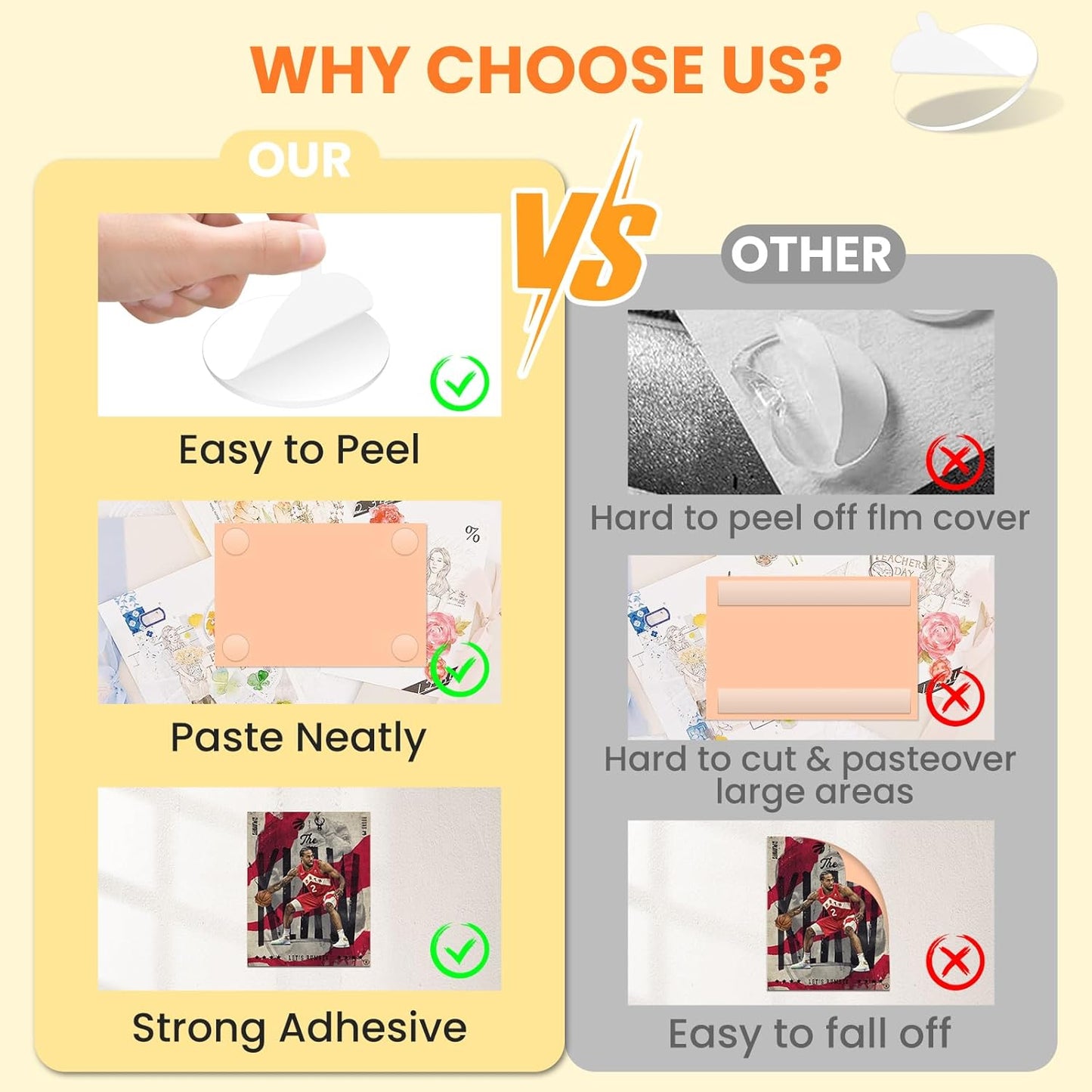 Clear Sticky Tack Adhesive Stick dots- Easy to Peel Clear Double Sided Mounting Putty Stick Tack for wall Hanging Museum Wax Gel, Balloons, and Festival Decoration