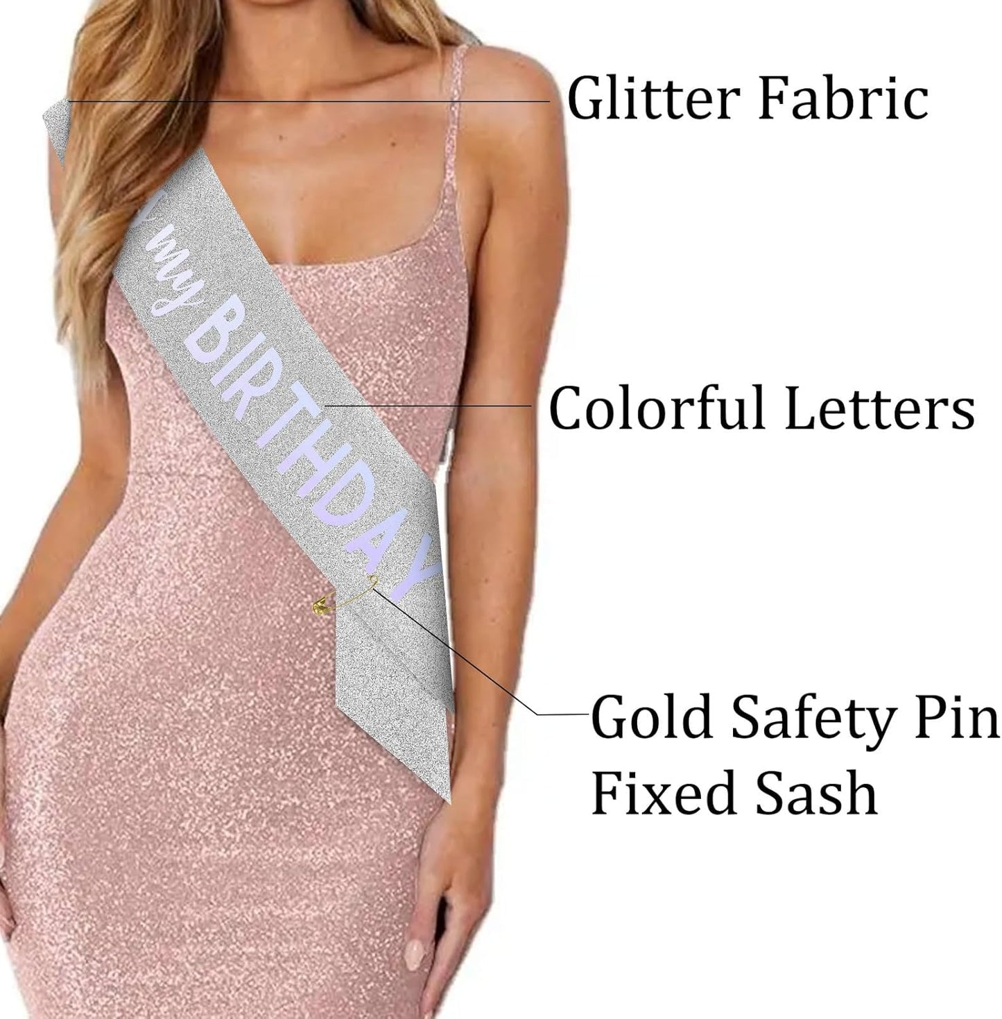 It's My Birthday Sash Black Glitter Sash with Hot Pink Foil Happy Birthday Decorations for Women Girls Men Boys Black Party Decorations