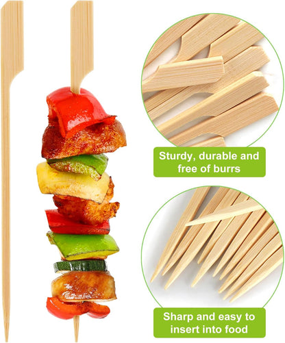 300PCS Cocktail Picks Bamboo Skewers for Appetizers, FATLODA Paddle Wooden Skewers, Fancy Flat Toothpicks for Appetizers, 4.7 IN Bamboo Sticks for Party Sandwich Fruit Charcuterie Boards Accessories