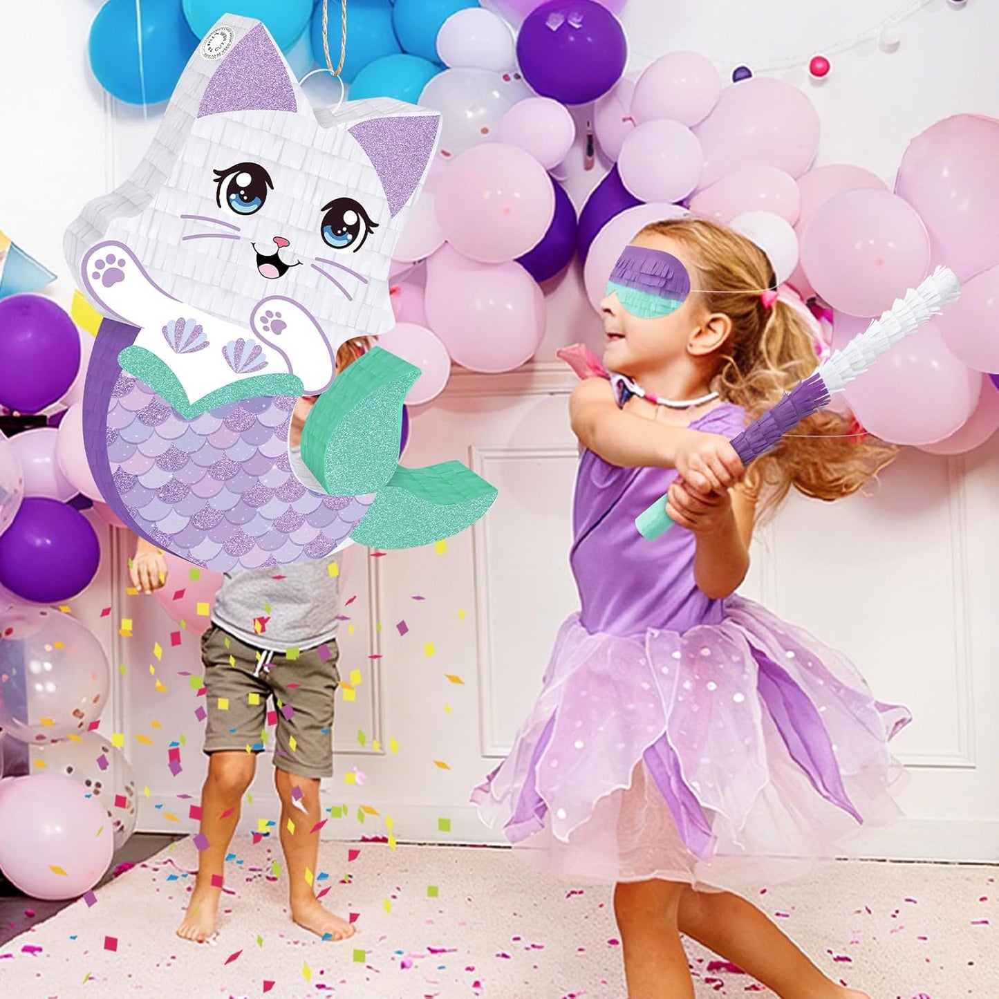Dinosaur Pinata - Dinosaur Decorations with a Blindfold and Bat for Boys Girls Animal Themed Birthday Party Kids Classroom Game Decorations Supplies (15.7 x 11.4 x 3.1 Inches)