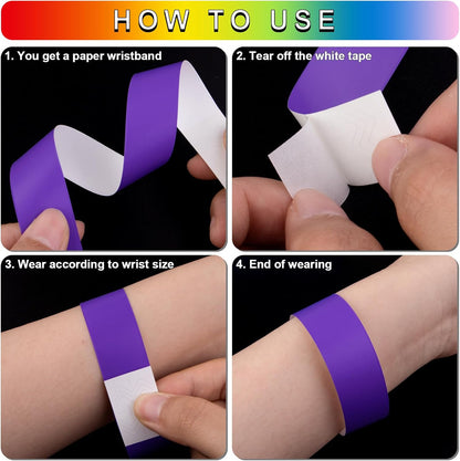 1200 Pcs Plastic Paper Wristbands for Events Neon Color Wrist Bands Concert Identification Wristbands Paper Bracelets Wristbands Party Hand Bands (Multicolor)