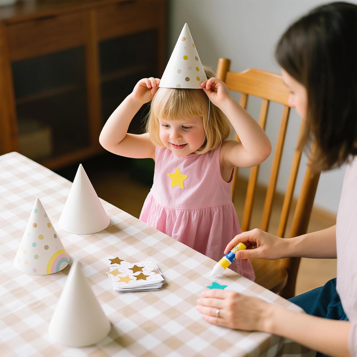 WEOXPR White Paper Party Hats for Birthday,Decorative Bulk Cone Hat for Adults Art DIY, Halloween Supplies（10/20/40/60）