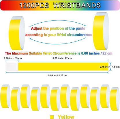 1200 Pcs Plastic Paper Wristbands for Events Neon Color Wrist Bands Concert Identification Wristbands Paper Bracelets Wristbands Party Hand Bands (Multicolor)