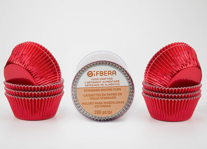 Gifbera White Metallic Foil Cupcake Liners Standard Size Baking Cups, 200-Count