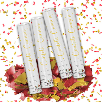 12" Black Gold Confetti Cannon Party Poppers for Birthday Graduation Wedding Retirement New Year Celebrations - Easy to Use, Pack of 2