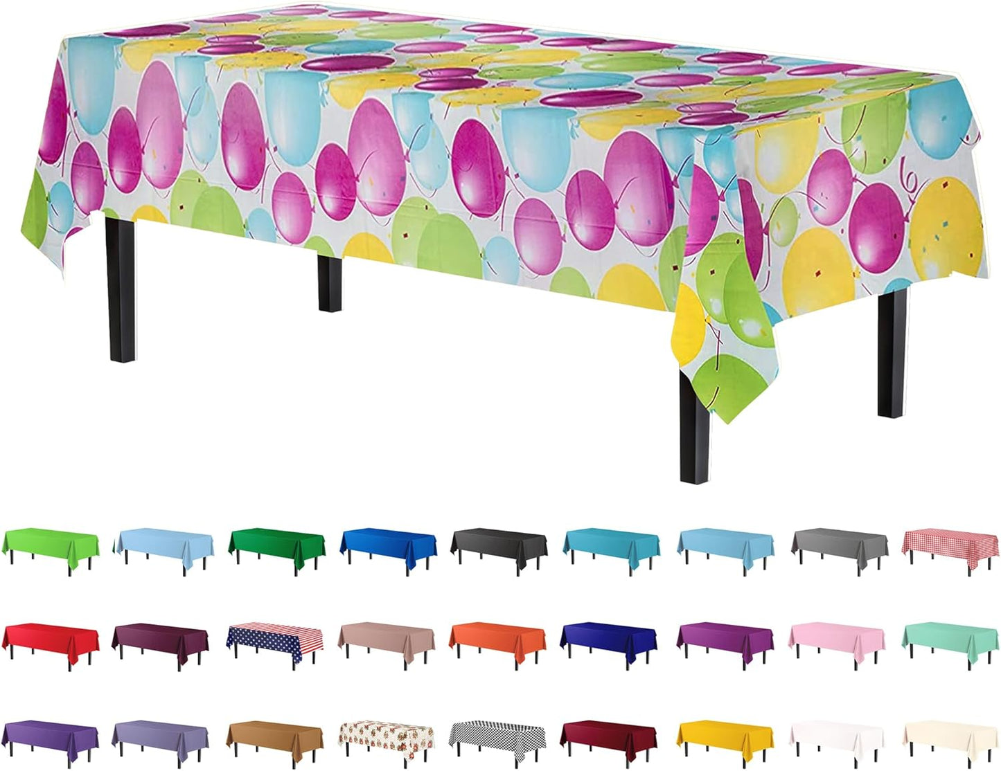 12-Pack Premium Plastic Tablecloth 54in. x 108in. Rectangle Table Cover - Dark Blue - Colors A