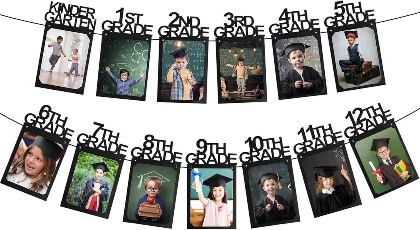 Graduation Photo Banner for Party Decoration, Including Kindergarten to 12th Grade Picture Banner Middle High School College Graduation Party Supplies