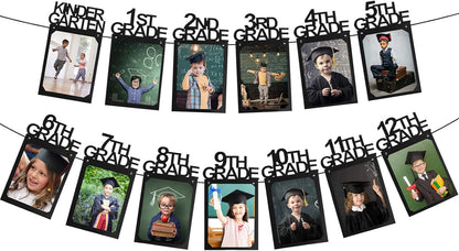 Graduation Photo Banner for Party Decoration, Including Kindergarten to 12th Grade Picture Banner Middle High School College Graduation Party Supplies