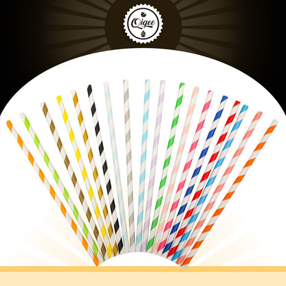 Pink Paper Straws 150pcs Disposable Straws Bulk (10 Pattern) qiqee