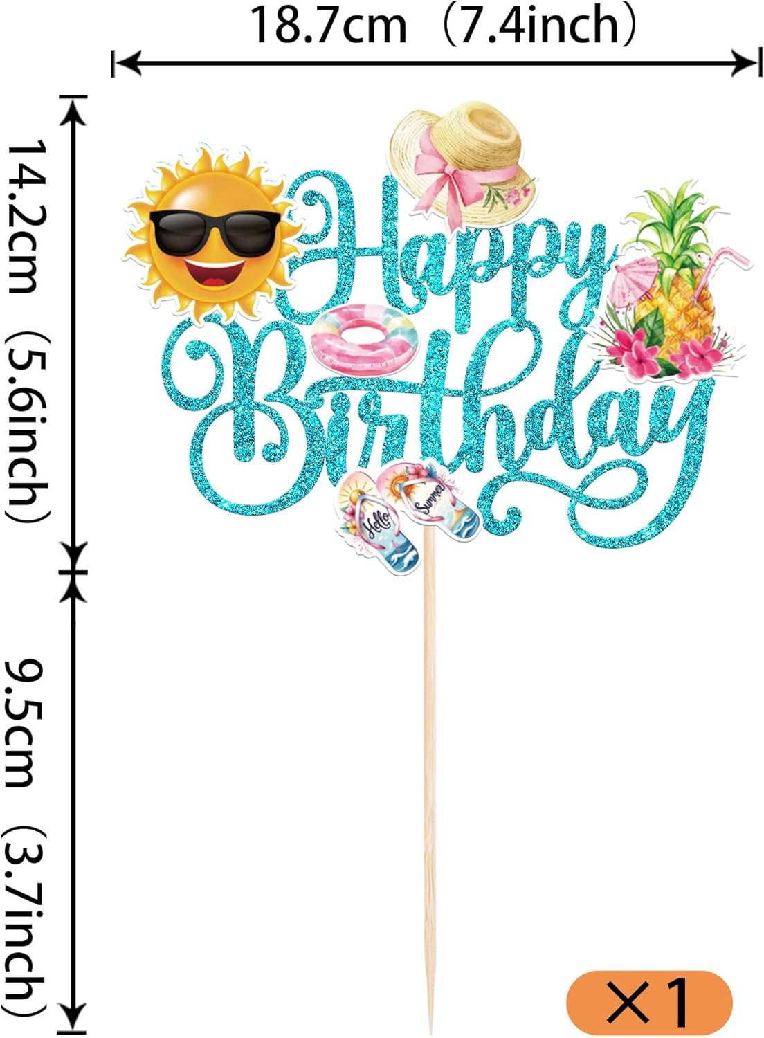 28 PCS Tropical Cupcake Toppers Glitter Leaf Pineapple Flower Palm Tree Flamingo Cupcake Picks Aloha Cake Decorations for Summer Hawaiian Luau Theme Baby Shower Birthday Wedding Party Supplies