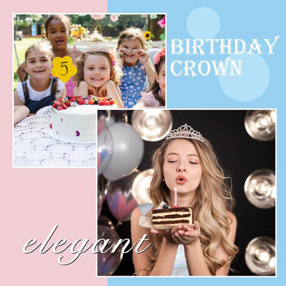 Chanaco Happy Birthday Crown and Sash Kit for Women and Girls - Rhinestone Tiara and Sashes with 'BIRTHDAY GIRL' Sash for Party Favors