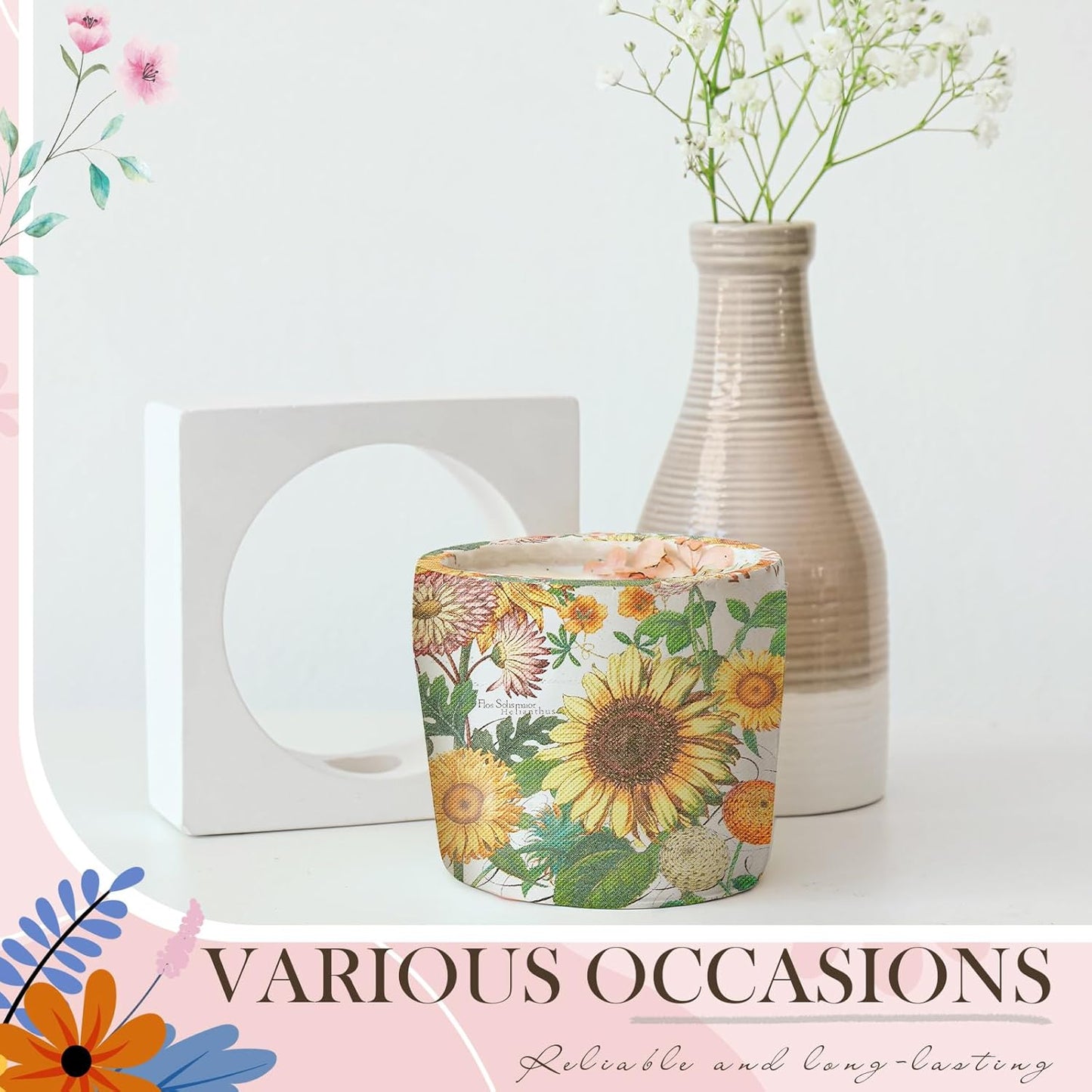 Crtiin 20 Pack Decoupage Napkins Floral Napkins Flower Cocktail Paper Decorative Toilet for Valentine's Day Birthday Party Beautiful Gorgeous, 20 Styles Each 6.5 Inches(Style 1)