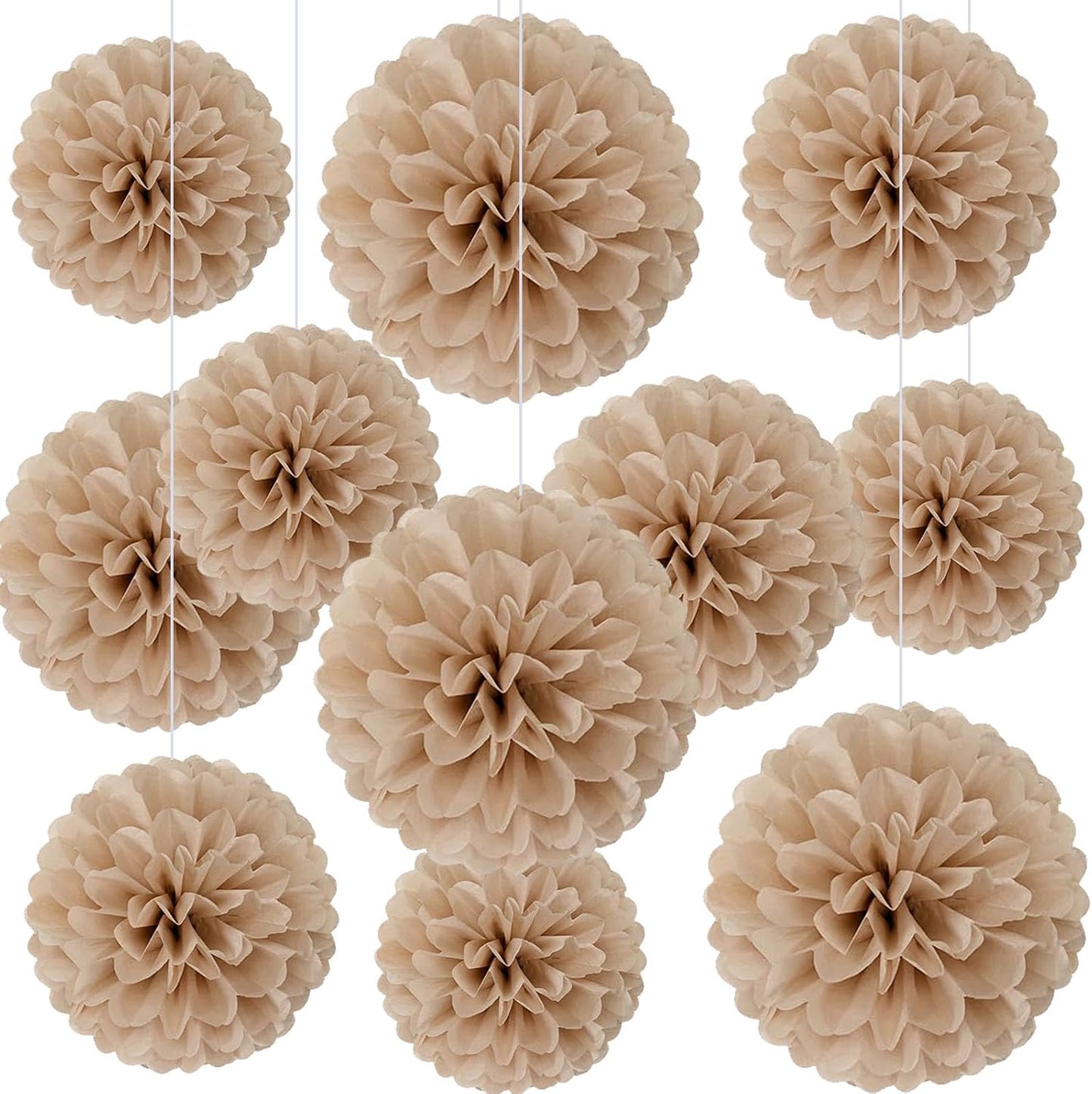 20 PCS Orange Tissue Paper Pom Poms, Tissue Pom Poms Flowers, Sizes of 6", 10", 12", 14" Hanging Paper Flower Ball for Wedding, Birthday, Halloween, Christmas, Baby Shower Party Decor