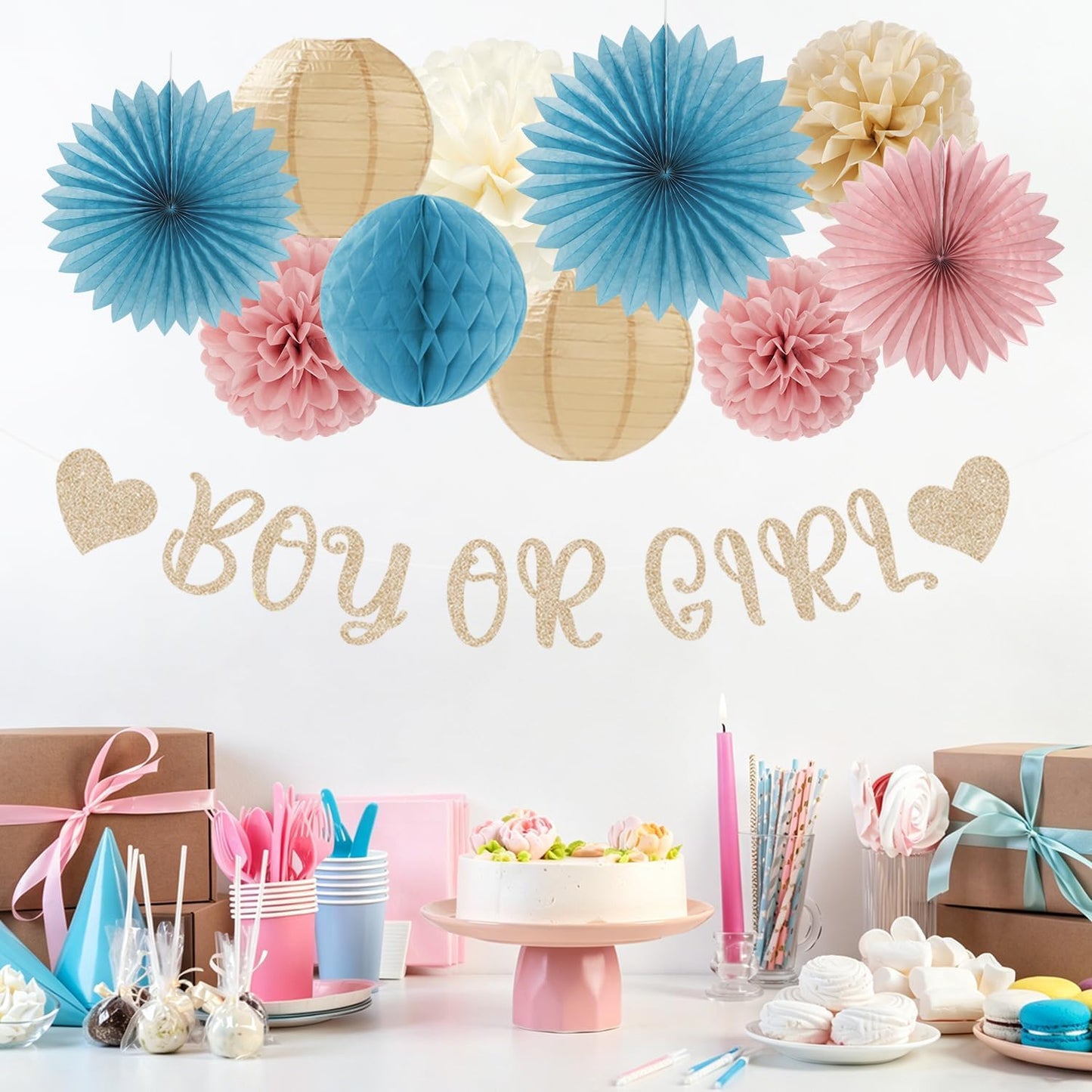 2026 Blue Class-Congratulations Prom Graduation Party-Decorations - 22pcs High School College Grad Supplies Decor,Royal Navy White Silver Tissue Pom Poms Streamers, Paper Flowers Lanterns Hugmoon