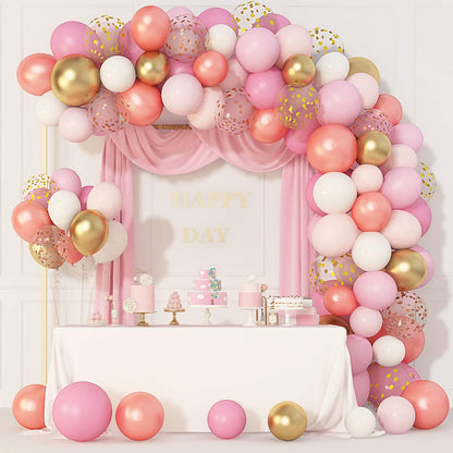Amandir 153pcs Pink Purple Balloon Garland Arch Kit, Different Sizes 18 12 10 5 inch Pink Purple Red Latex Metallic Confetti Purple Balloons for Girl Women Birthday Bridal Baby Shower Party Decoration