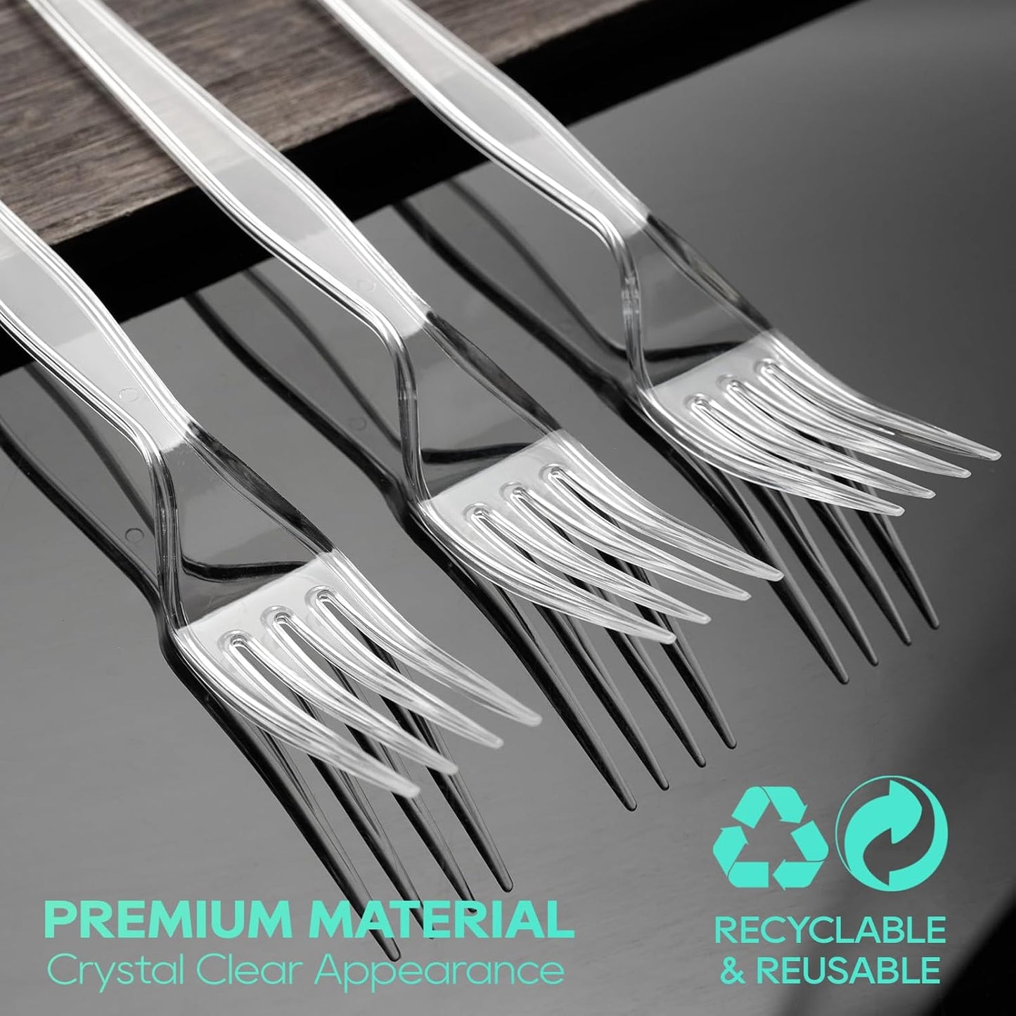 FOCUSLINE 360 Count Clear Plastic Silverware, 120 Forks, Knives and Spoons Each, BPA-Free, Heavy Duty Disposable Cutlery Set, Premium Disposable Flatware Plastic Utensils for Party Everyday Use