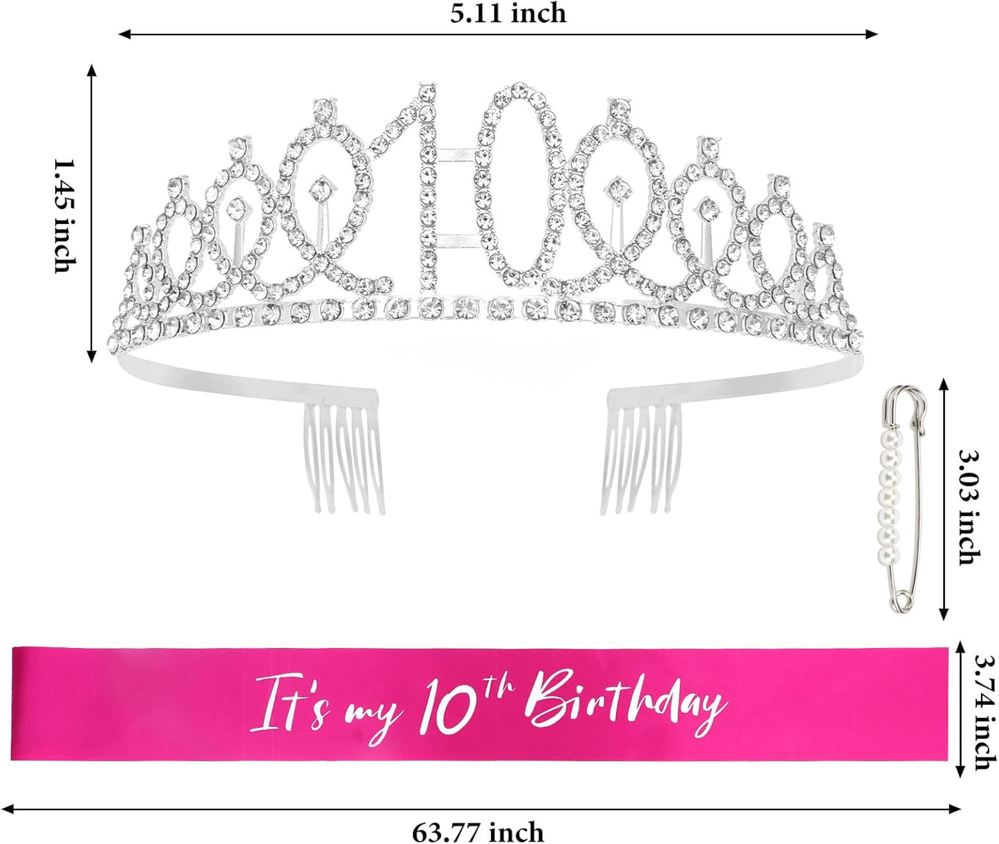 CAVETEE Silver Birthday Crown for Girls Birthday Decorations Birthday Gifts for Women and Girls