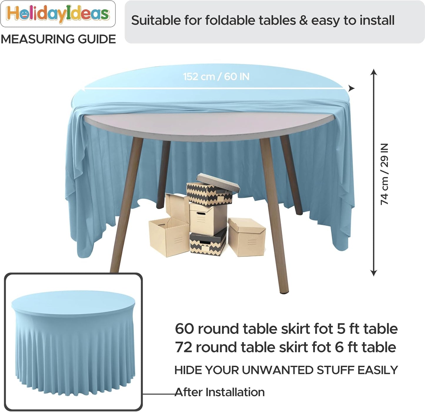 HolidayIdeas 2 Pack Spandex Table Skirt for 6 Ft Rectangle Tables, Black Fitted Stretch Tablecloth 30 x 72 Inch, Wrinkle Resistant Ruffle Design for Wedding Banquets, Trade Shows, Parties