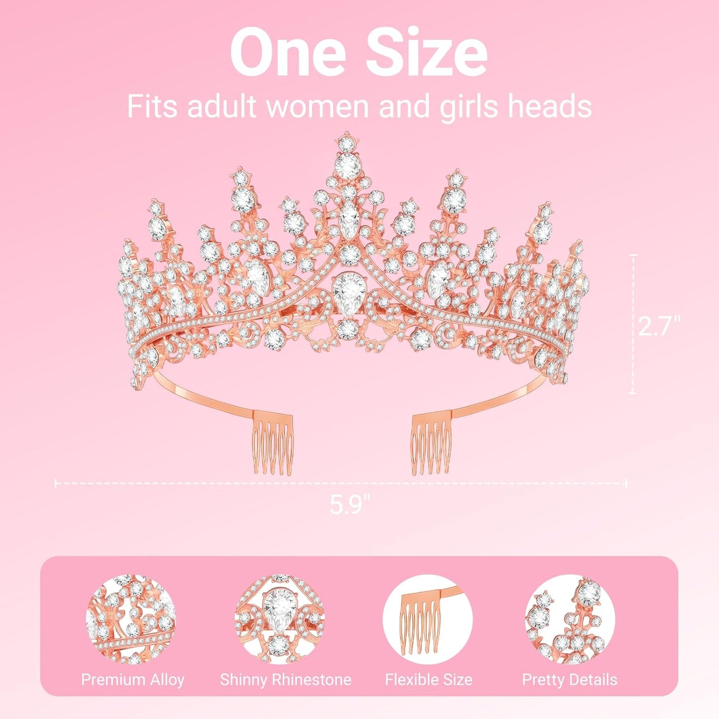 Birthday Tiara and Crown with Sash, Birthday Tiara for Women Party Silver
