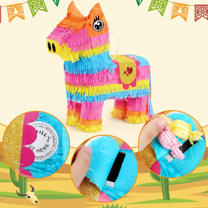 Hooqict Mexican Pinata with Blindfold and Bat Stick Party Pinata for Fiesta Carnival Cinco de Mayo Decorations Kids Adults Mexican Party Games Birthday Party Supplies