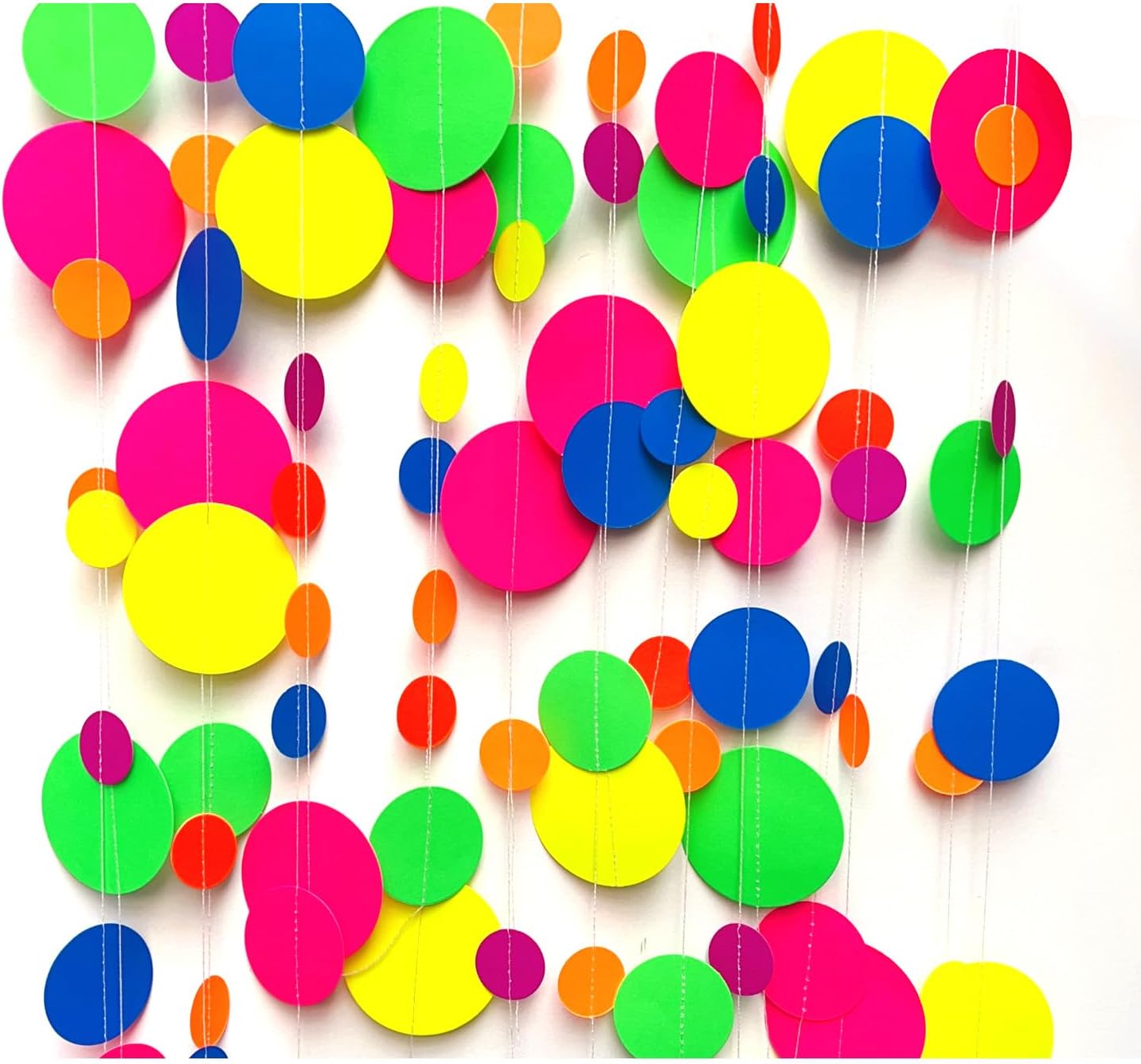 56 Pieces Rainbow Hanging Swirl Decorations Neon Swirl Streamers UV Neon Garland Ceiling Decorations Glow in The Dark Neon Party Supplies and Decorations Black Light Party Kit for Birthday Wedding