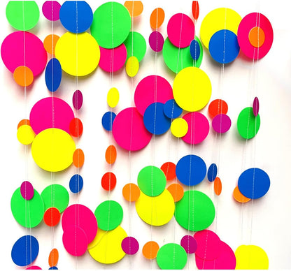 56 Pieces Rainbow Hanging Swirl Decorations Neon Swirl Streamers UV Neon Garland Ceiling Decorations Glow in The Dark Neon Party Supplies and Decorations Black Light Party Kit for Birthday Wedding