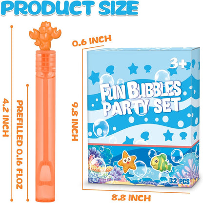 Under The Sea Party Favor, 32 Pack Mini Bubble Wand for Kids Toddler with Gift Box, Mermaid Birthday Party Supplies, Ocean Goody Bag Filler, Summer Pool Beach Party Decoration Toy, Classroom Prizes