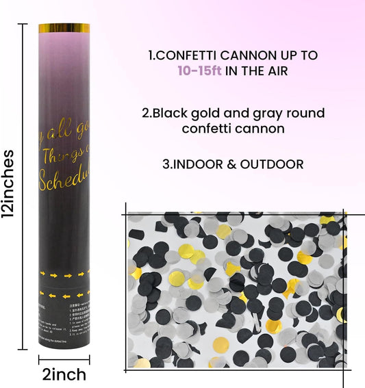 Confetti Cannon Rose Gold Confetti Poppers 12 Pack Confetti Party Cannon Bulk Pink Foil Party Poppers Shooters Mylar Popper for Wedding,Birthday,Graduations,New Year Celebration