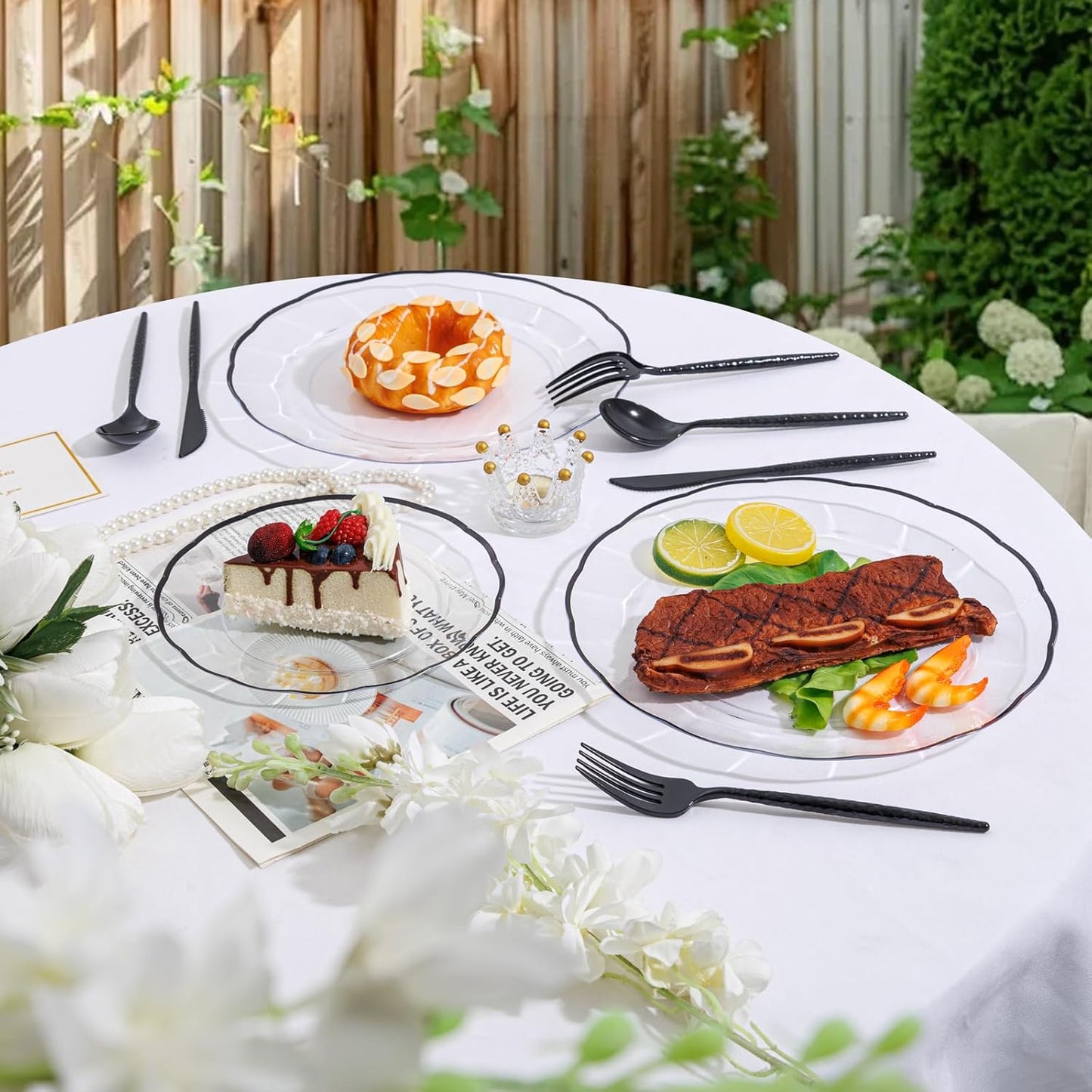 Supernal 360pcs Silver Plastic Cutlery,Elegant Plastic Silverware,Silver Hammed Silverware,Disposable Flatware,Include 120 Forks,120 Knvies,120 Spoons,Perfect for Birthday,Party,Wedding