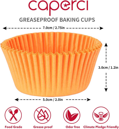 Caperci Standard White Cupcake Liners 500 Count, No Smell, Food Grade & Grease-Proof Baking Cups Paper