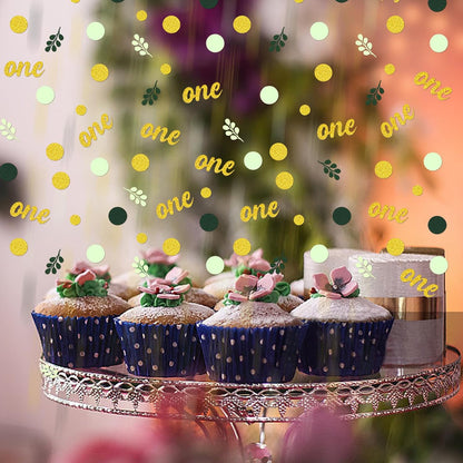 300PC Greenery Happy Birthday Confetti for Table Gold Glitter and Sage Green Birthday Party Decorations for Kids/Adult
