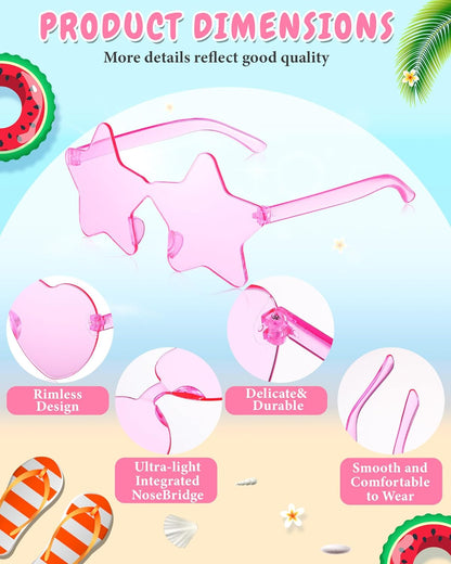 Kanayu 12 Pcs Mixed Style Rimless Sunglasses Retro Party Favors Eyewear for Bachelor Party Photoshoot Costume Accessories