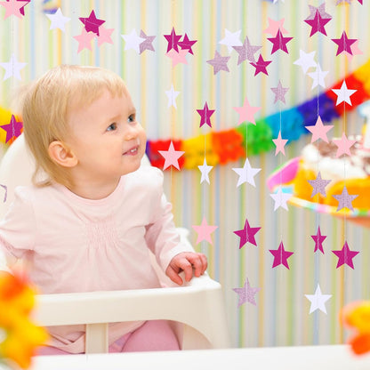 Patelai Glitter Star Garland Banner 2026 Graduation Decor 130 Feet Star Hanging Banner Twinkle Backdrop for Party Birthday Classroom Wedding Supplies(Gold)
