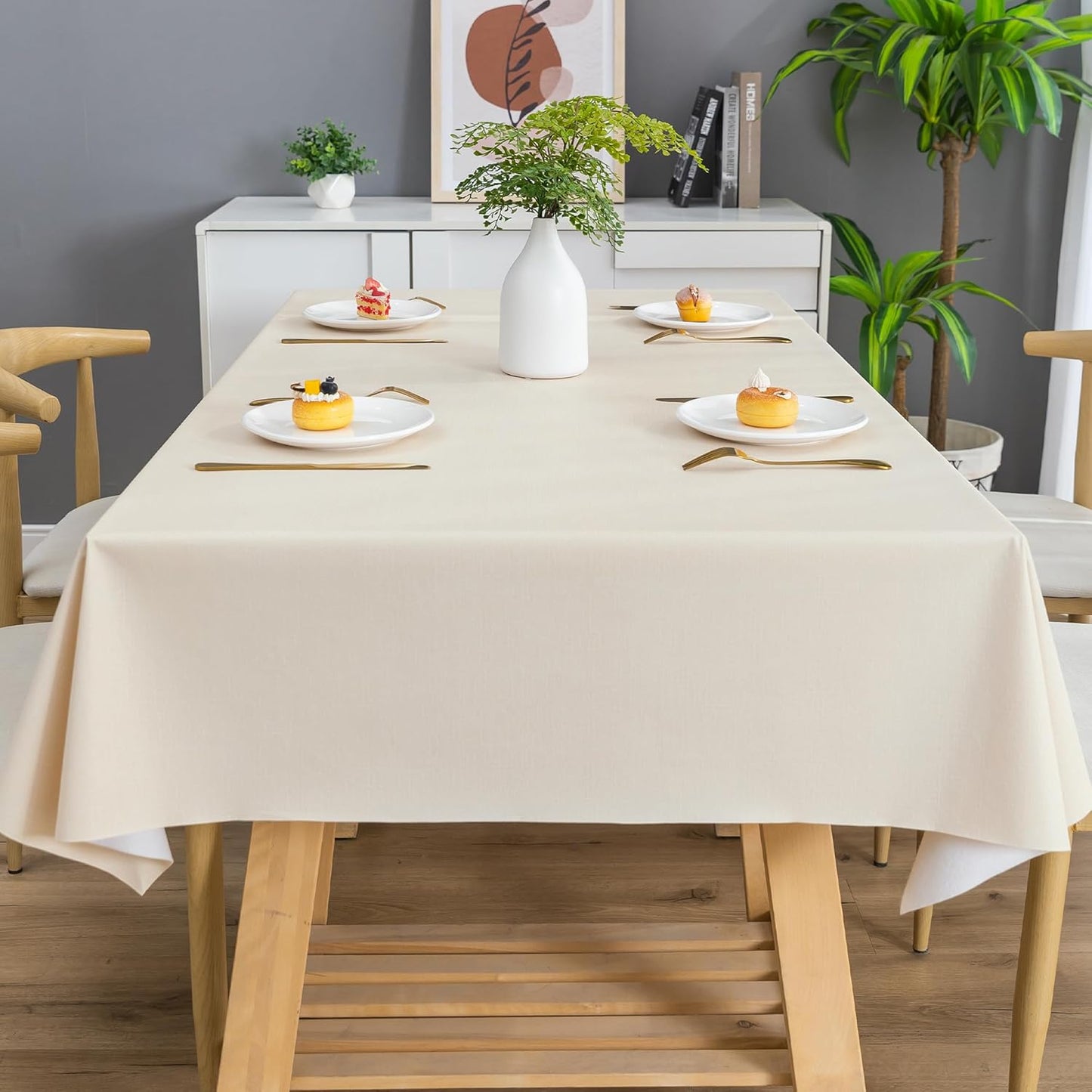 Rectangle Table Cloth,100% Waterproof Tablecloth Oil Proof Spill Proof Vinyl Table Cloth, Wipe Clean Plastic Table Cover for Dining, Camping, Indoor and Outdoor 52" x 70",Leaves