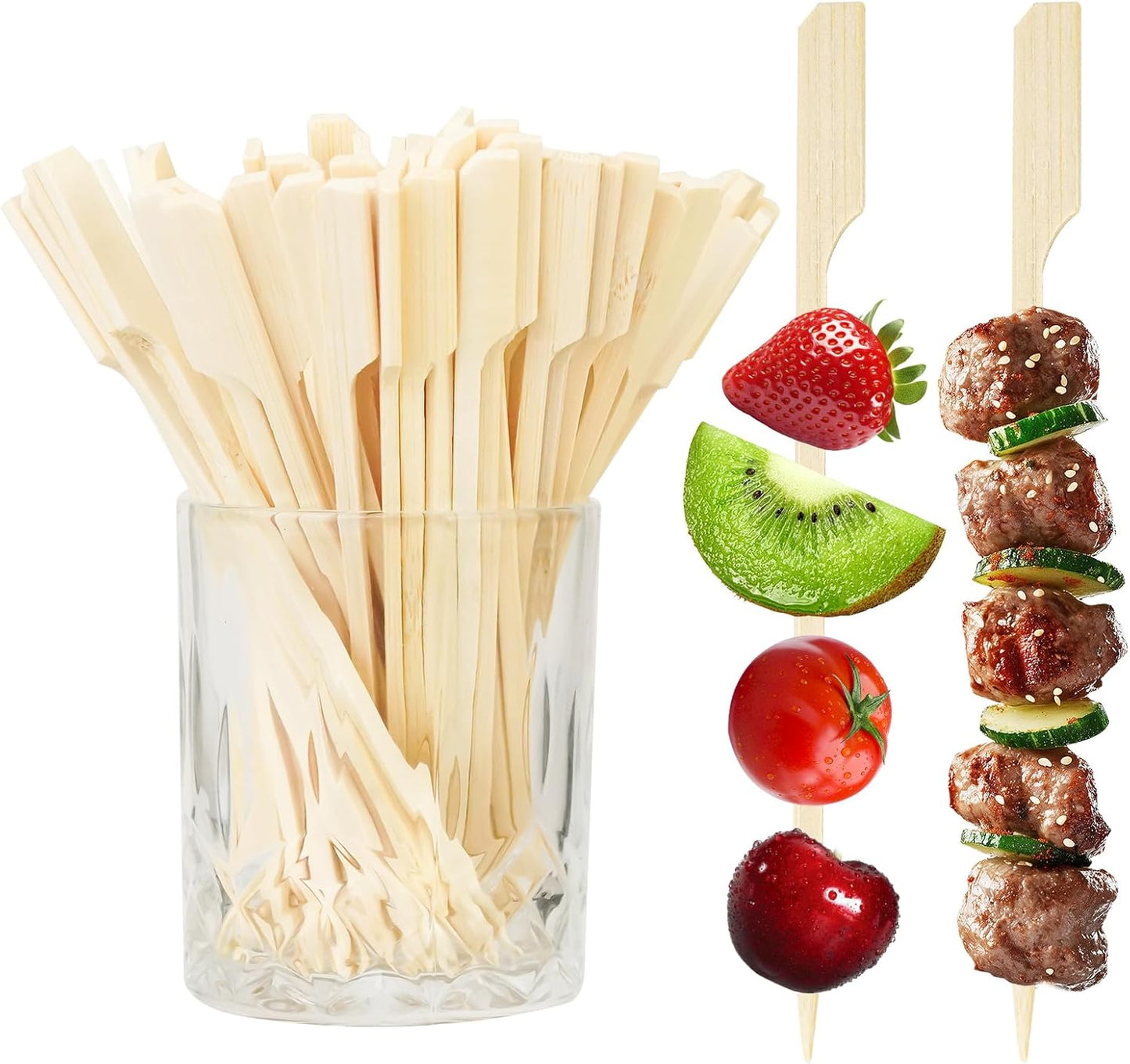 100PCS Cocktail Picks, Fancy Toothpicks for Appetizers, Decorative Skewers for Appetizers Drinks Party Fruit, 4.7 Inch Long Wooden Bamboo Gold Ball Food Sticks Charcuterie Boards Accessories